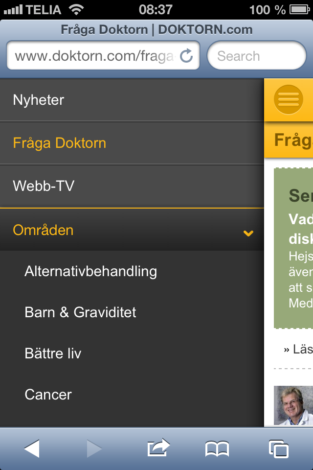 Områden mobil webb Områden