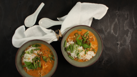 Räkor i kokoscurrysås