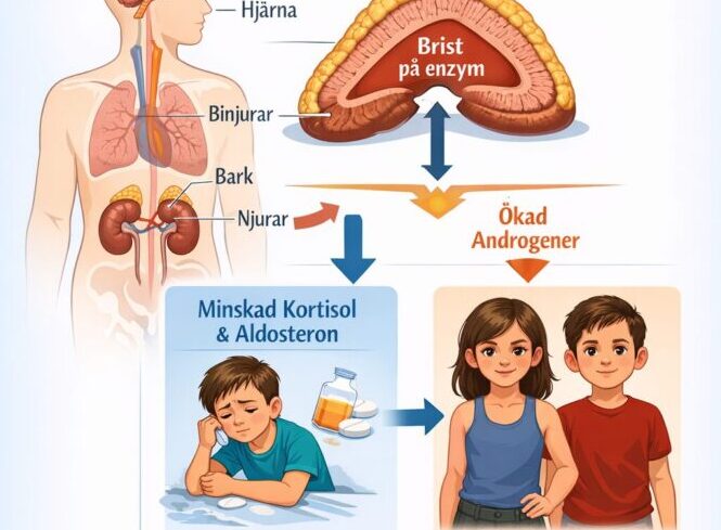 Kongenital binjurebarkshyperplasi (CAH) – symtom, orsak & behandling